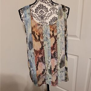 Liz Claiborne mystic‎ blue reptile print tank top